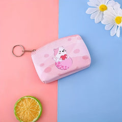 Cartoon Cat Bear Print Coin Purse Wallet for Kids Girls