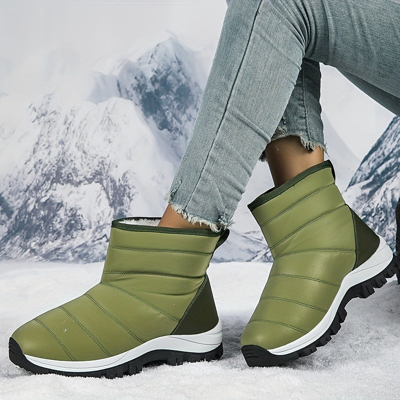 Non Slip Medium Tube Snow Boots Thickened Velvet Warm Shoes