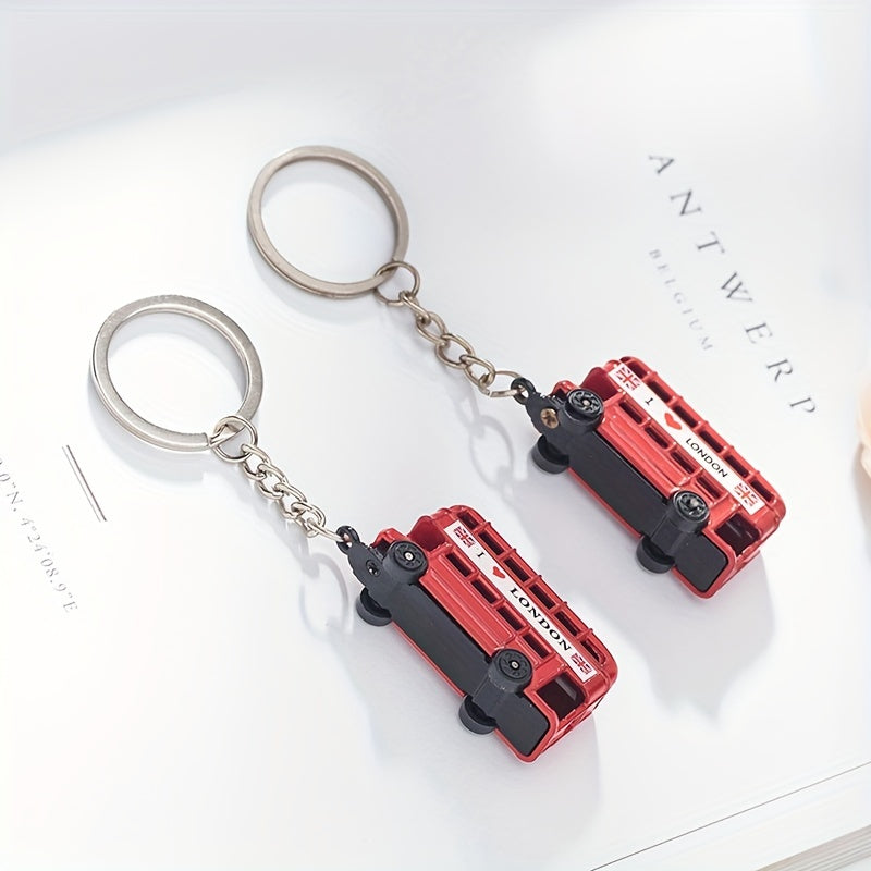 London Double Decker Bus Telephone Booth Keychains