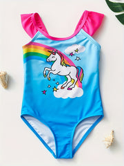 Toddler Girls Rainbow Unicorn One Piece Swimsuit
