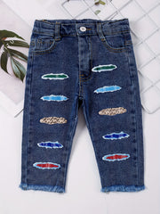 Girls Casual Print Denim Pants For Kids Children Holiday Summer