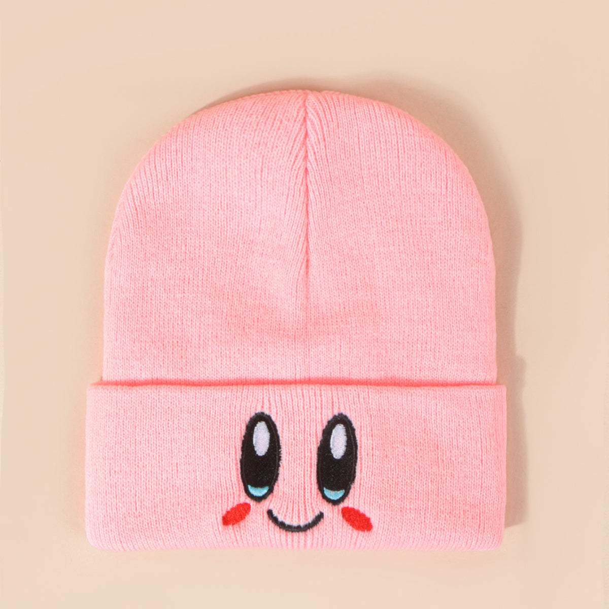 Hot Pink Face Embroidered Beanie