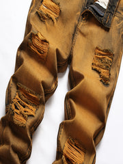 Men's Vintage Skinny Ripped Slim Fit Denim Jeans