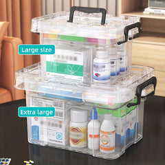 Clear Portable Storage Case Large Capacity Medicine Storage Box