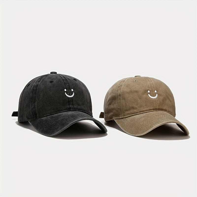 Smile Face Embroidered Adjustable Baseball Cap for Outdoor Sport