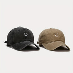 Smile Face Embroidered Adjustable Baseball Cap for Outdoor Sport