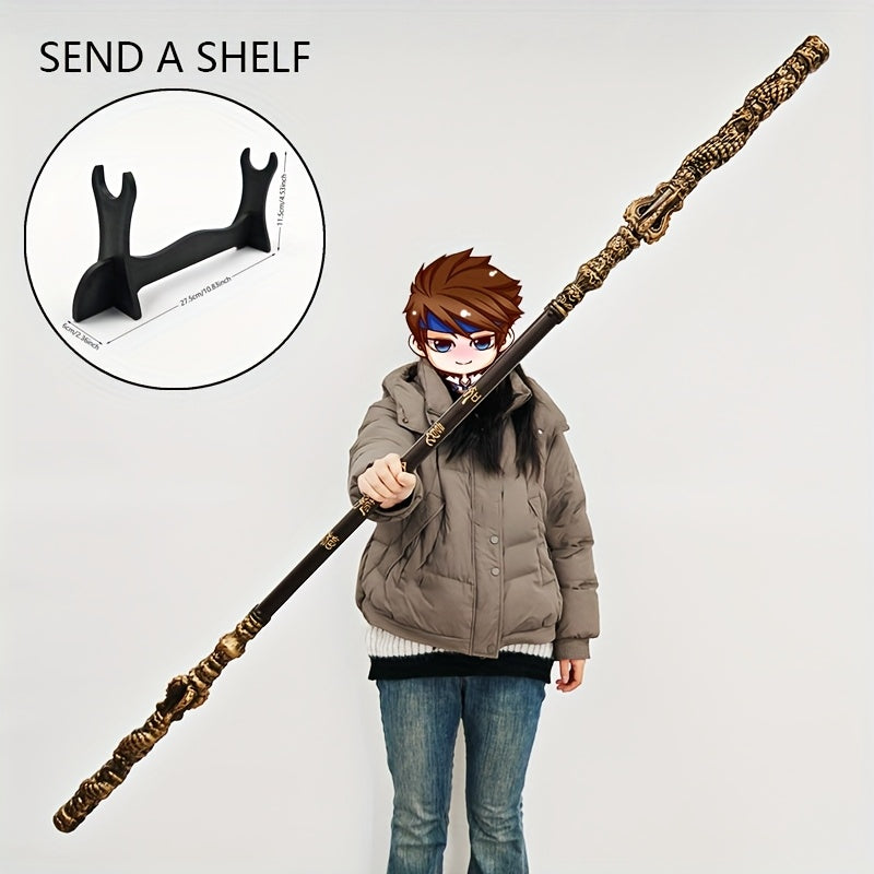 Anime Inspired Golden Hoop Staff 1.8m Detachable Cosplay Accessory with Stand