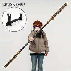 Anime Inspired Golden Hoop Staff 1.8m Detachable Cosplay Accessory with Stand