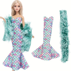 Doll Clothes Accessories Party Fishtail Dress Striped Tops Skirts