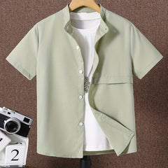 Solid Short Sleeve Button Up Shirt for Big Boys
