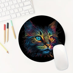 Cat Gaming Mouse Pad for Women & Girls, Non-slip Round Mousepad