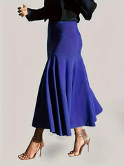 Women's Plus Solid High Rise Non stretch Maxi Mermaid Skirt
