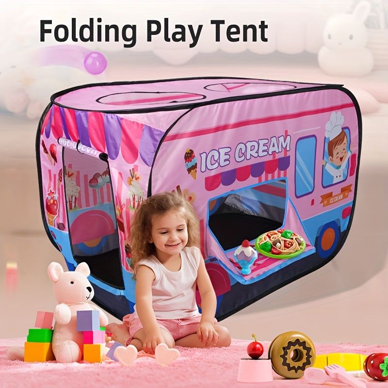Folding Ice Cream Play Tent for Indoor Outdoor Pop Up Toy House
