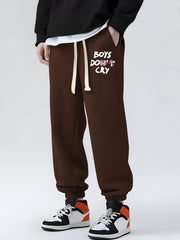 Boys Do Cry Print Drawstring Sweatpants Loose Fit Men's Casual Joggers