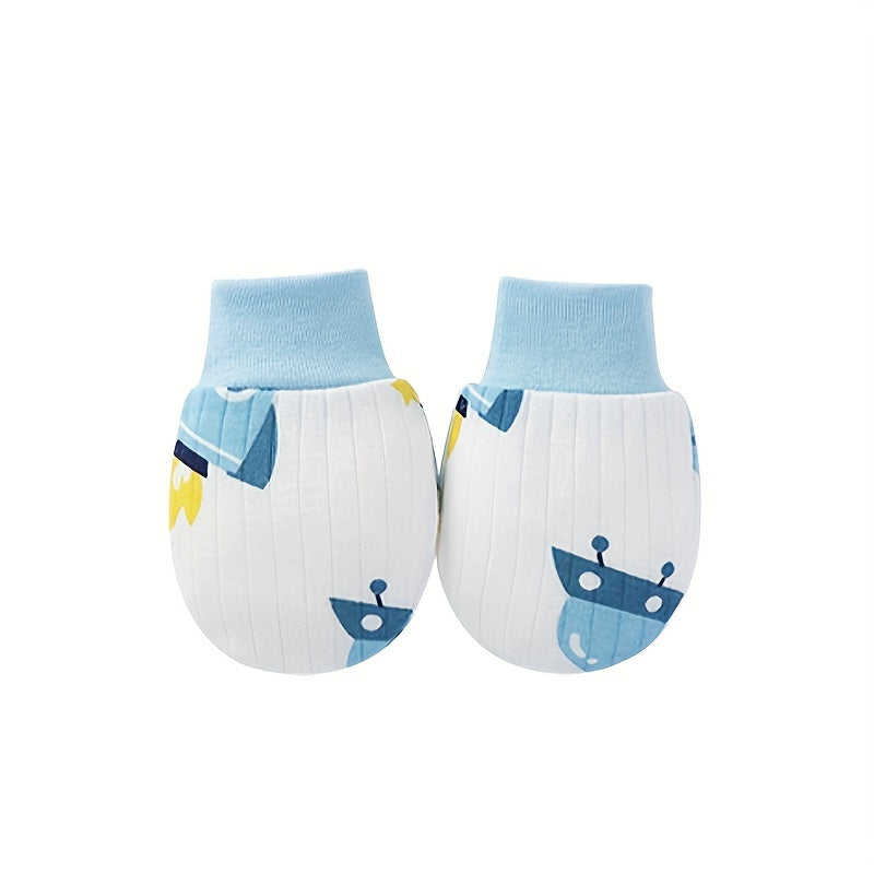 6pairs Newborn Cartoon Polka Dot Plaid Thin Mittens Anti Eating Hand Gloves
