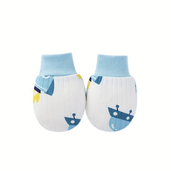 6pairs Newborn Cartoon Polka Dot Plaid Thin Mittens Anti Eating Hand Gloves
