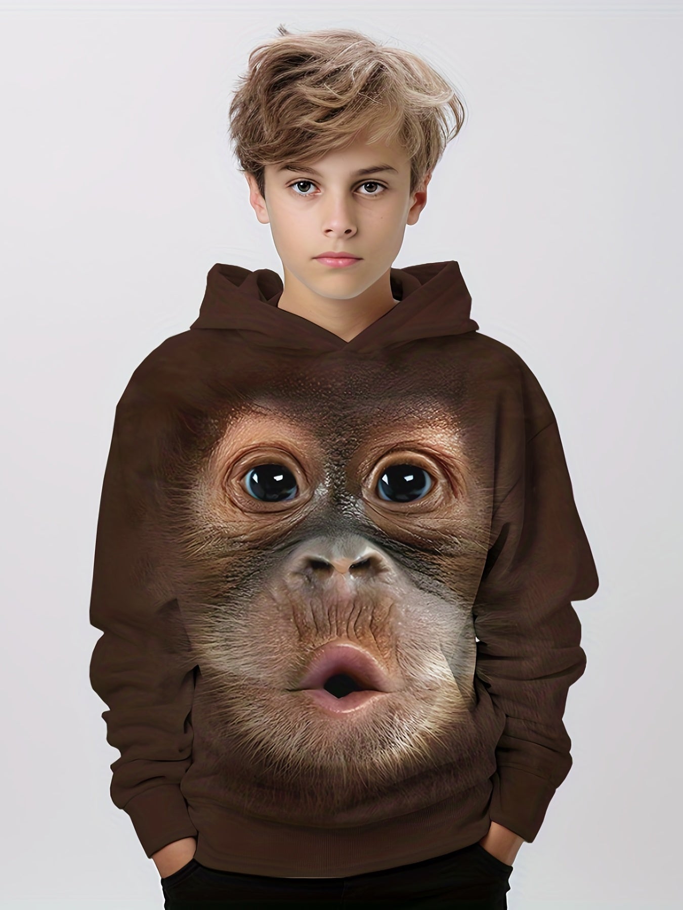 Funny Chimpanzee Boys Hooded Sweatshirt