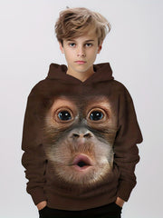 Funny Chimpanzee Boys Hooded Sweatshirt