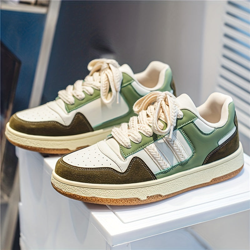 Men's Lace up Sneakers Block Skate Shoes Good Grip Breathable Walking Shoes