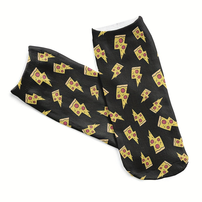 5 Pairs Cartoon Food Print Socks Comfy & Funny Low Cut Socks Women's