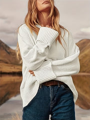 Casual Sweater Women's Plus Solid Round Neck Jumper