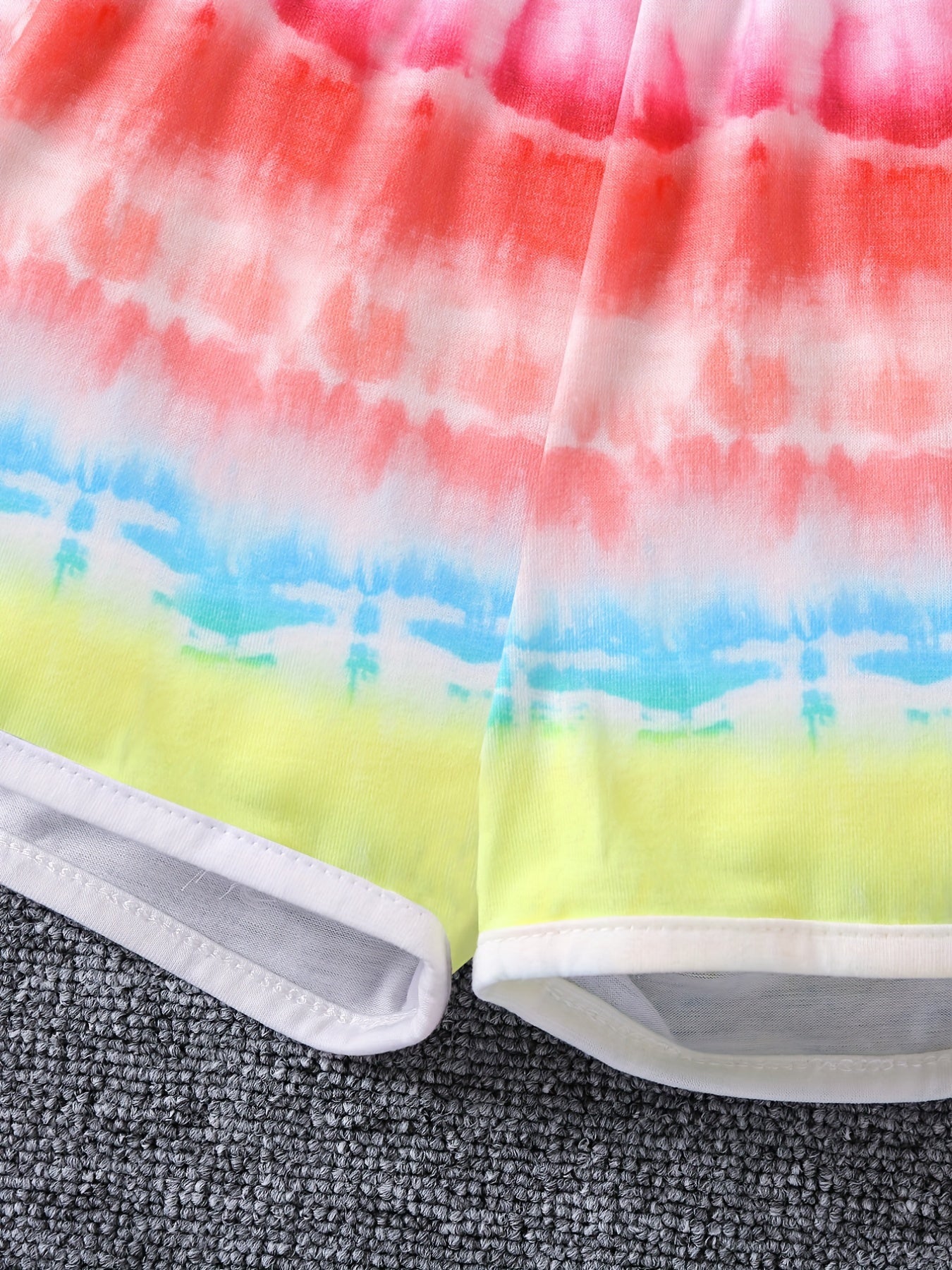 Toddler Girls Tie Dye Graphic Elastic Waist Track Shorts