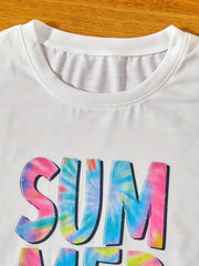 2 Pcs Girls' Tie Dye T Shirt & Shorts Set for Summer