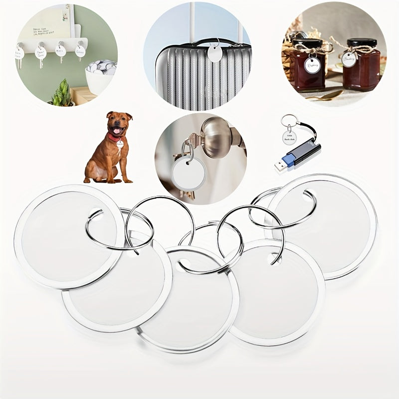 50pcs Metal Rim Key Tags 3 1 Cm Paper Labels Round Plastic Key Chain Tags