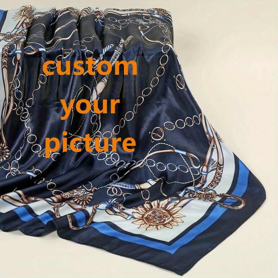 Customizable Punk Rock Skull Square Scarf Bold Gothic Customize Own Text Image
