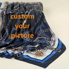 Customizable Punk Rock Skull Square Scarf Bold Gothic Customize Own Text Image