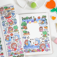Cartoon Holographic Sticker Long Strap Tape 4pcs 13.78in 2.76in