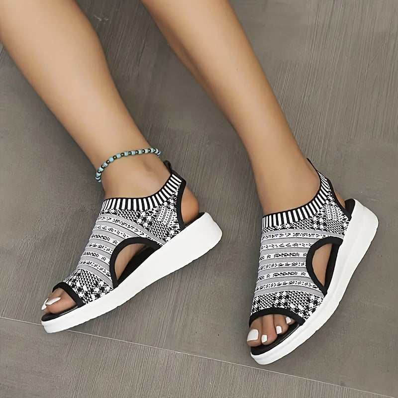 Women's Breathable Cut Out Casual Sandals Thick Sole Flying Woven Sandals