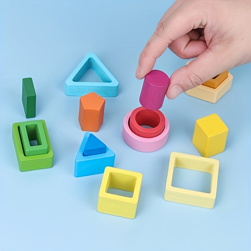Wooden Sorting Stacking Toys Geometric Figure Building Educational Toys
