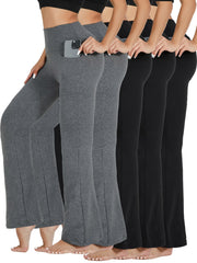 5pcs Women's Flare Pants High Waisted Tummy Control Workout Yoga Leggings