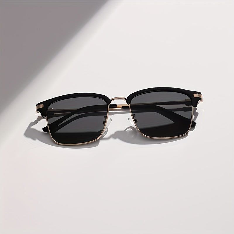 Square Frame Sunglasses Thin Metal Temple Glasses UV400