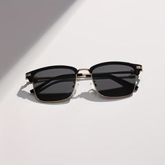 Square Frame Sunglasses Thin Metal Temple Glasses UV400