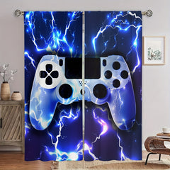 2 Panels Gamepad Printed Window Curtains