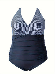 Colorblock Stripe One Piece Swimsuit