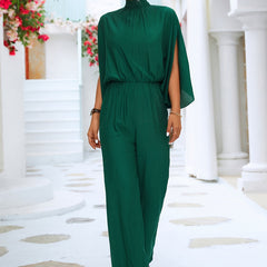 Stylish High Collar Loose Jumpsuit 3/4 Sleeve Casual Long Length