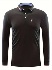 Men's Kangaroo Pattern Long Sleeve Golf Tennis Shirt