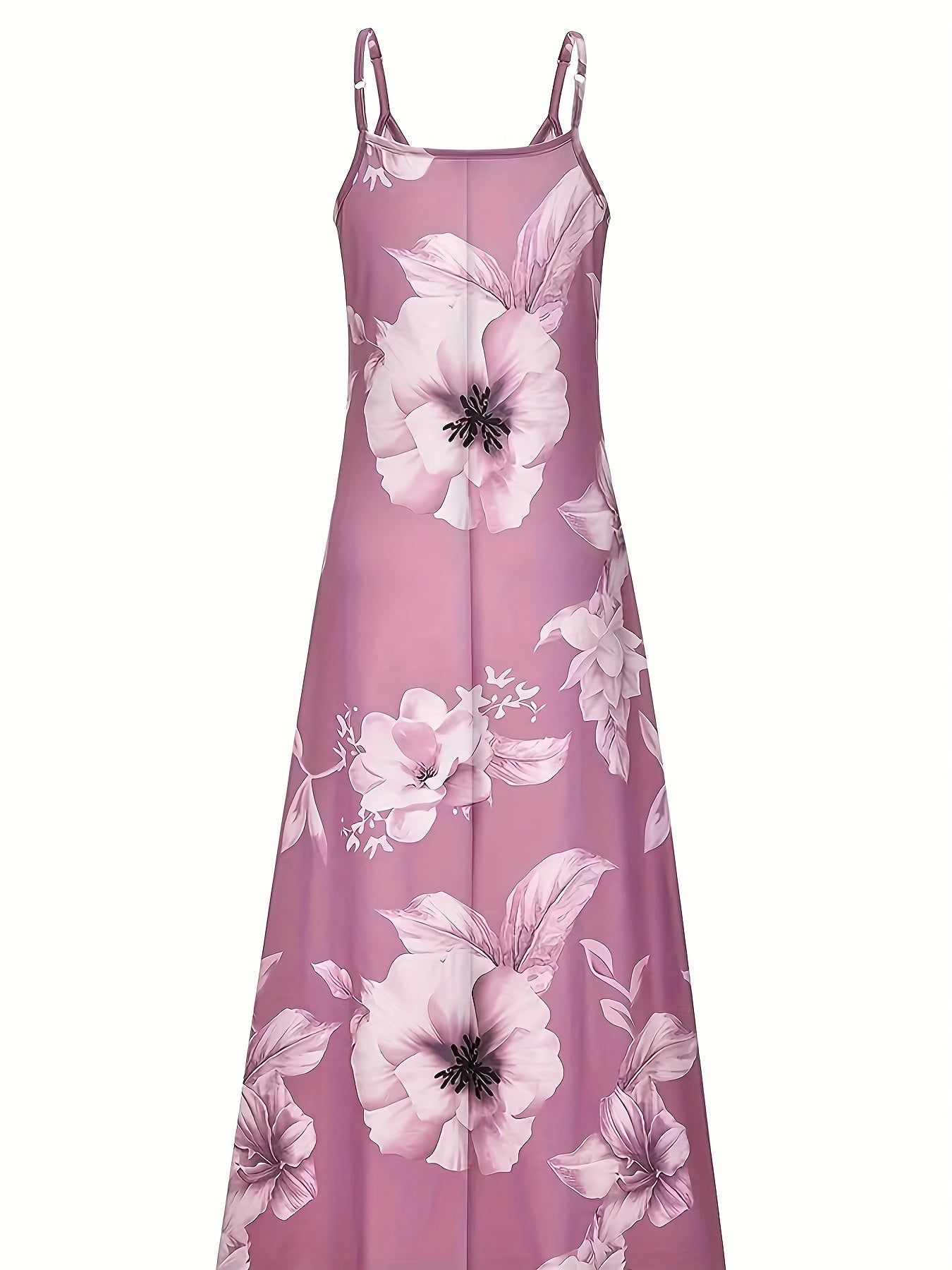 Floral Print Stretch V Neck Maxi Dress