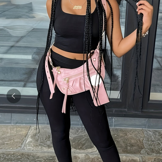 Casual Two-Piece Set Sleeveless Tank Top & High Waist Pants Set