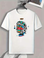 Cartoon Print Men's Graphic T-shirt for Summer
