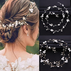 Faux Pearl & Flower Bridal Hair Vine