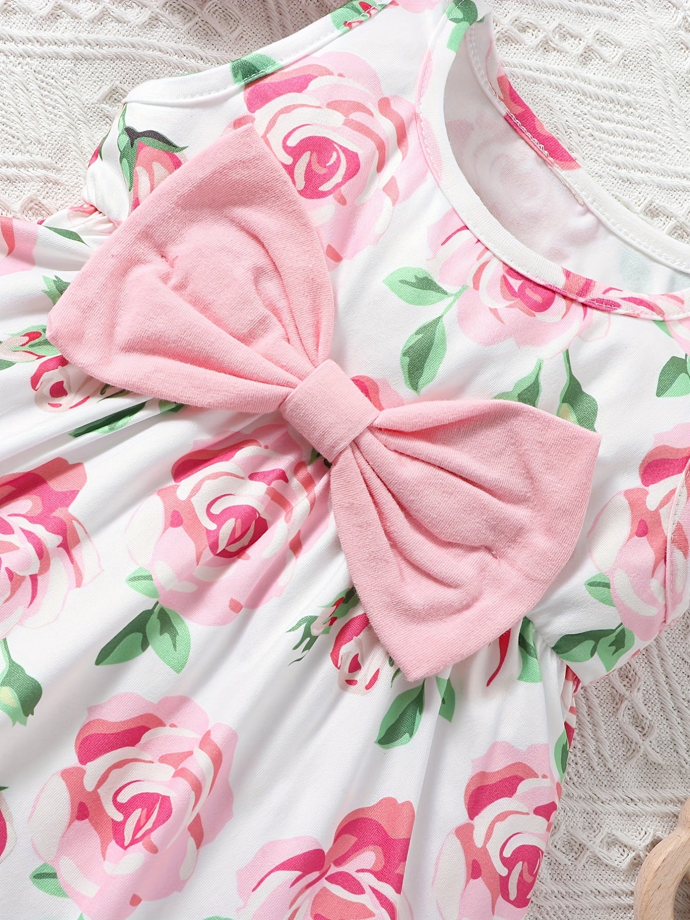 Baby Girls Casual Rose Print Sleeveless Dress Summer