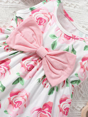 Baby Girls Casual Rose Print Sleeveless Dress Summer