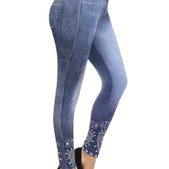 Women's Plus 3D Print High Rise Skinny Leggings