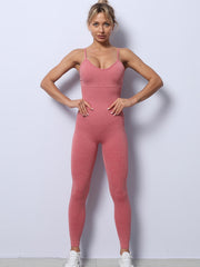Solid Camisole Catsuit Stretchy Yoga Bodysuit Women's Activewear