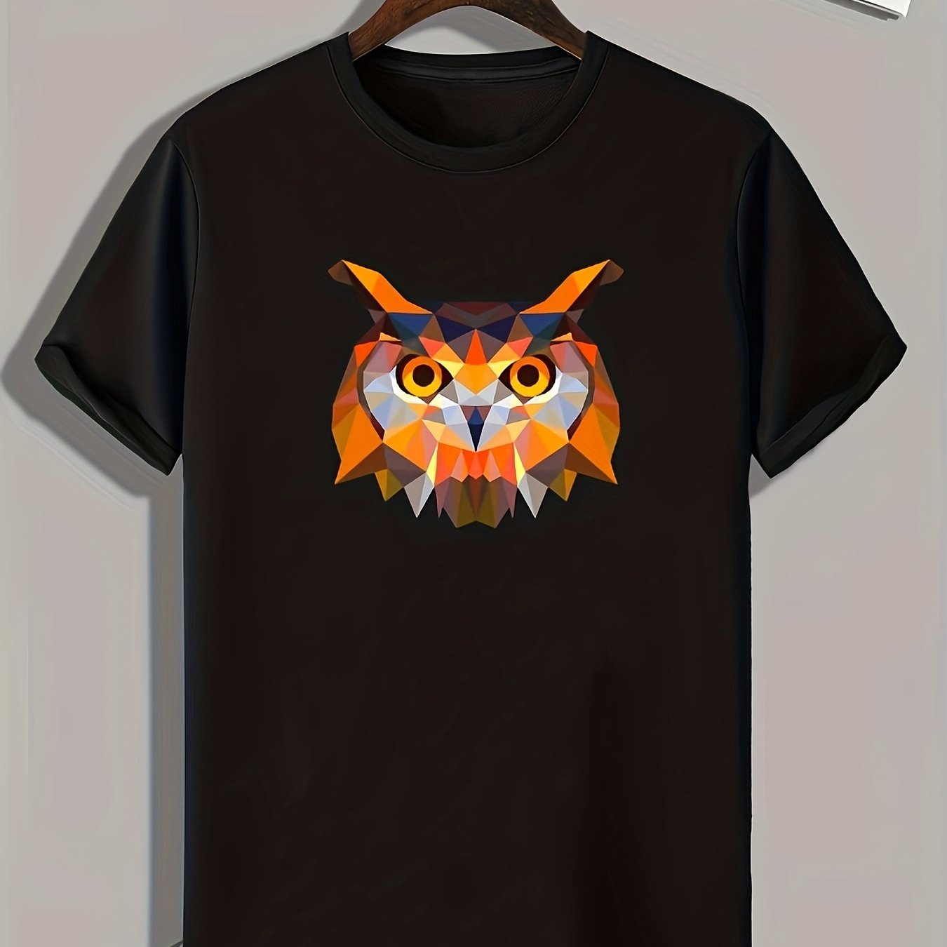 Owl Pattern Print Men's Comfy Sports T shirt Graphic Tee