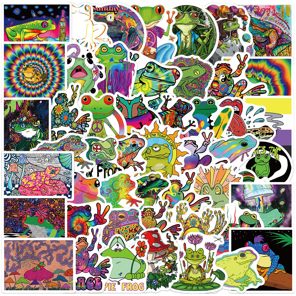 Psychedelic Frog Stickers Graffiti Waterproof for Guitar Helmet Motorcycle